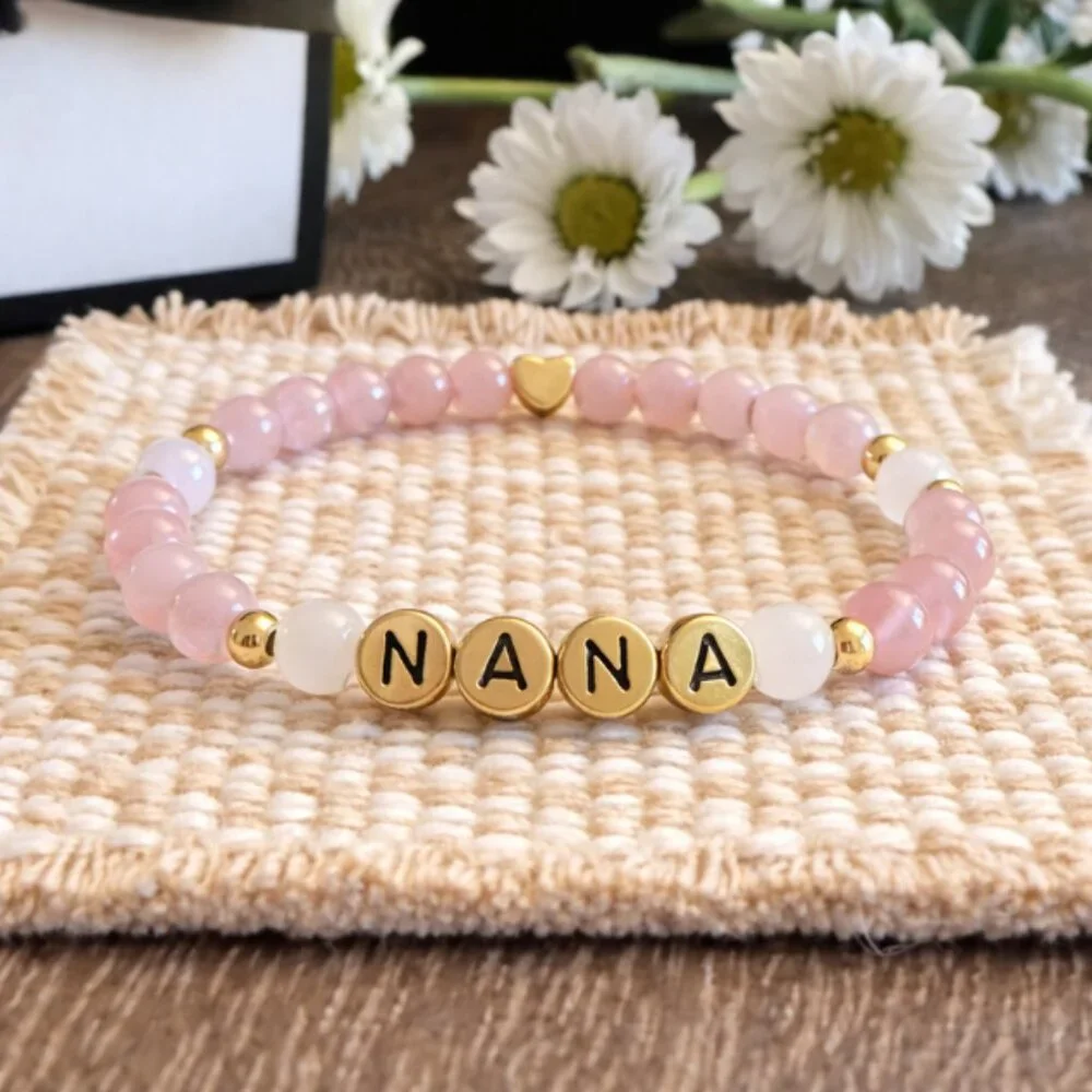 NANA Rose Quartz White Jade Crystal Bracelet 6mm Beads Jewelry Gift Ready - Picture 4 of 11